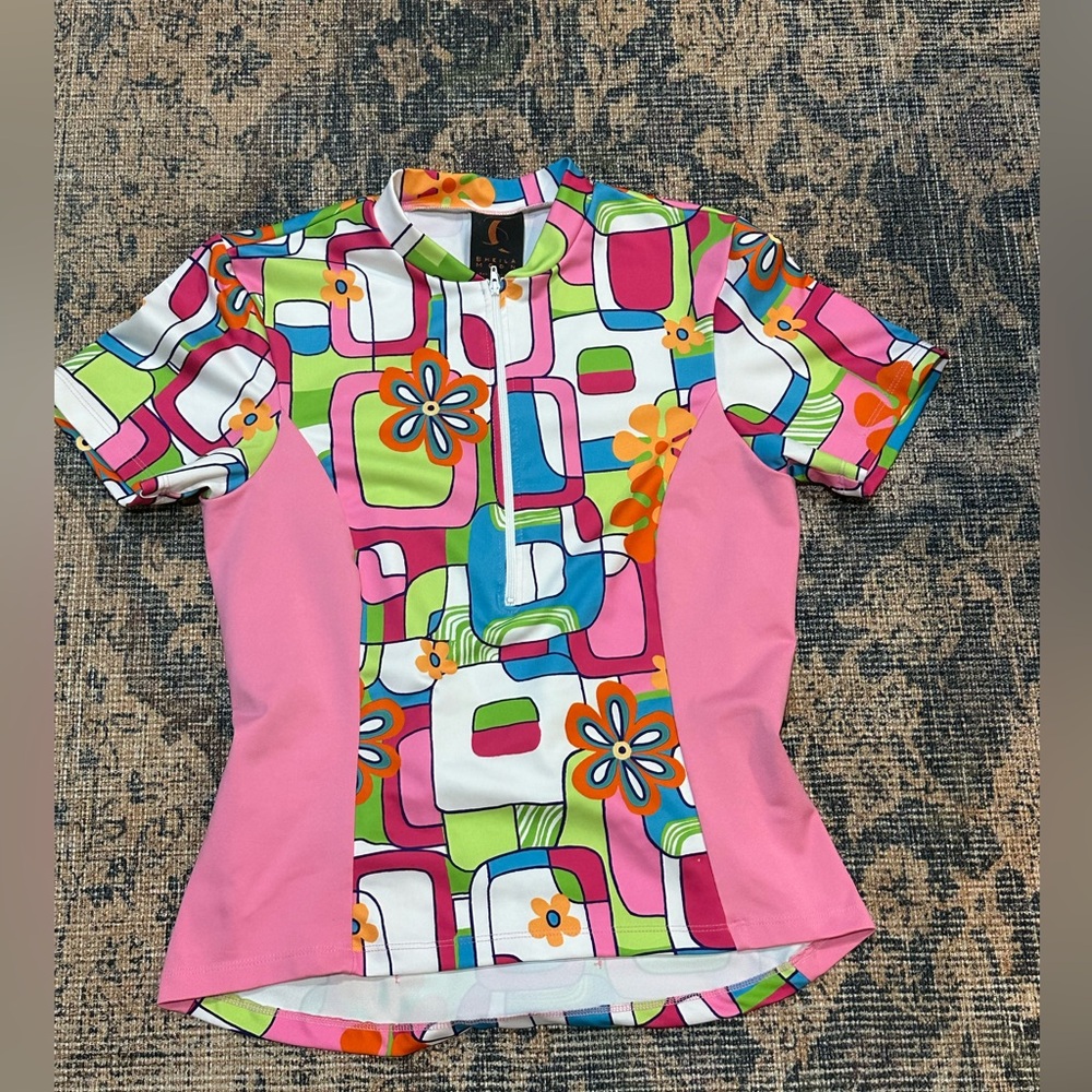Sheila Moon SF Colorful Floral Cycling Jacket Size large